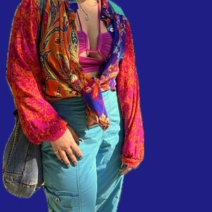 Soft Surroundings Colorful Patterned Bohemian Blouse